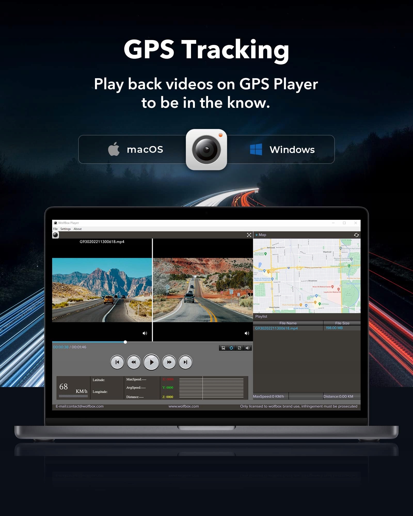 WOLFBOX G930 Kamera Lusterko 10'' 4K WiFi GPS Monitor Parkowania 64GB — miniatura 4