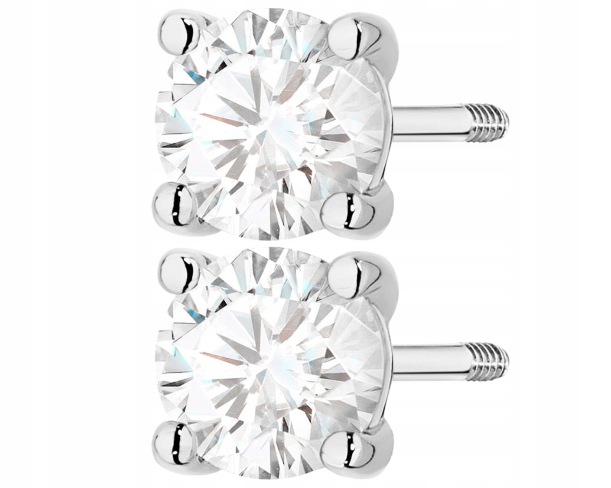 Náušnice Z Bílého Zlata S Diamantem Na Šroubovací Tyči, Zlato 585