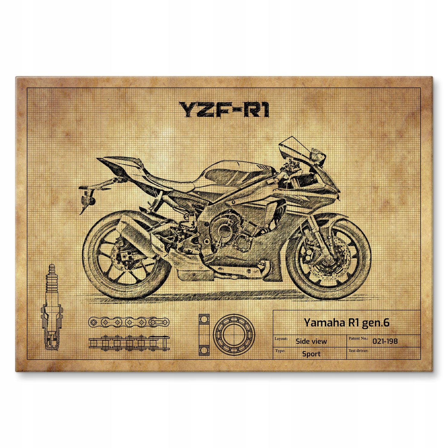 Kovový plakát Yamaha R1 gen.6 Dárek 30 x 42 cm