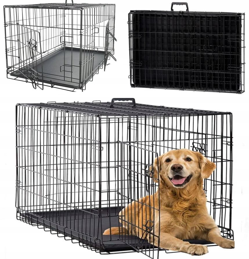 Levně Kennelová klec pro psa kovová Kotec přepravka pro zvířata 91x56x63 L