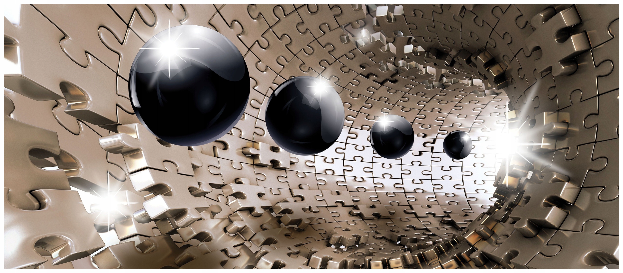 Fototapeta s motivem tunelu z puzzle a sféry, moderní design 250x104 lepidlo