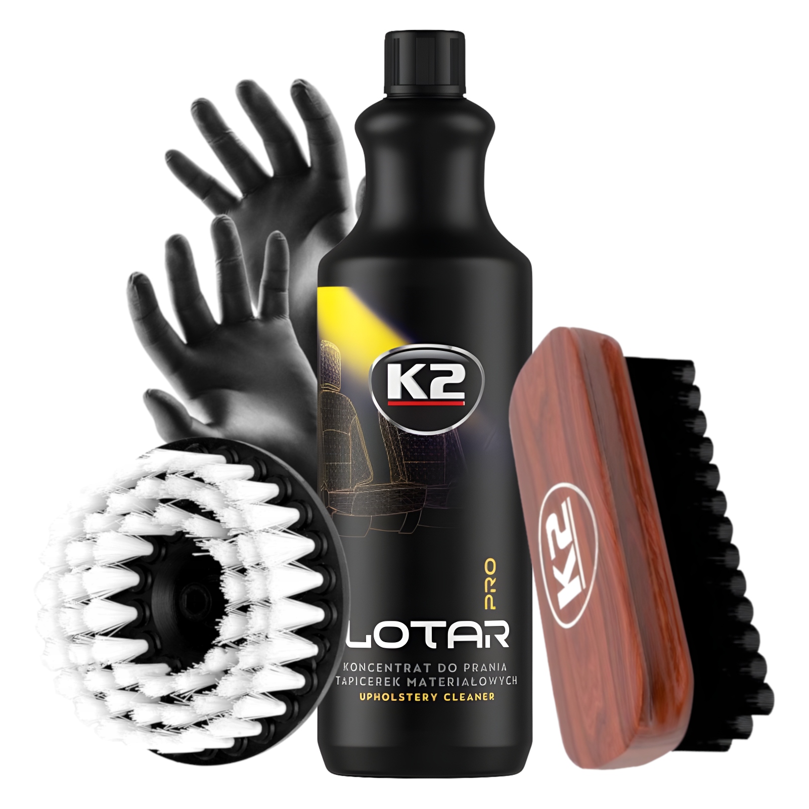 K2 Lotar Płyn Do Prania Tapicerki Podsufitki Samochodowej Szczotka 2SZT