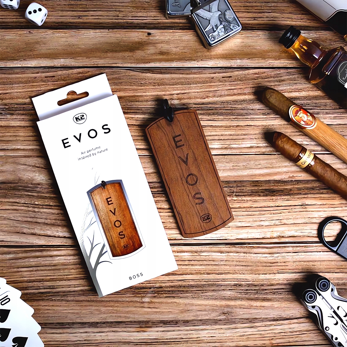K2 EVOS BOSS DREWNIANA ZAWIESZKA ZAPACHOWA ZAPACH DO SAMOCHODU AUTA Producent K2