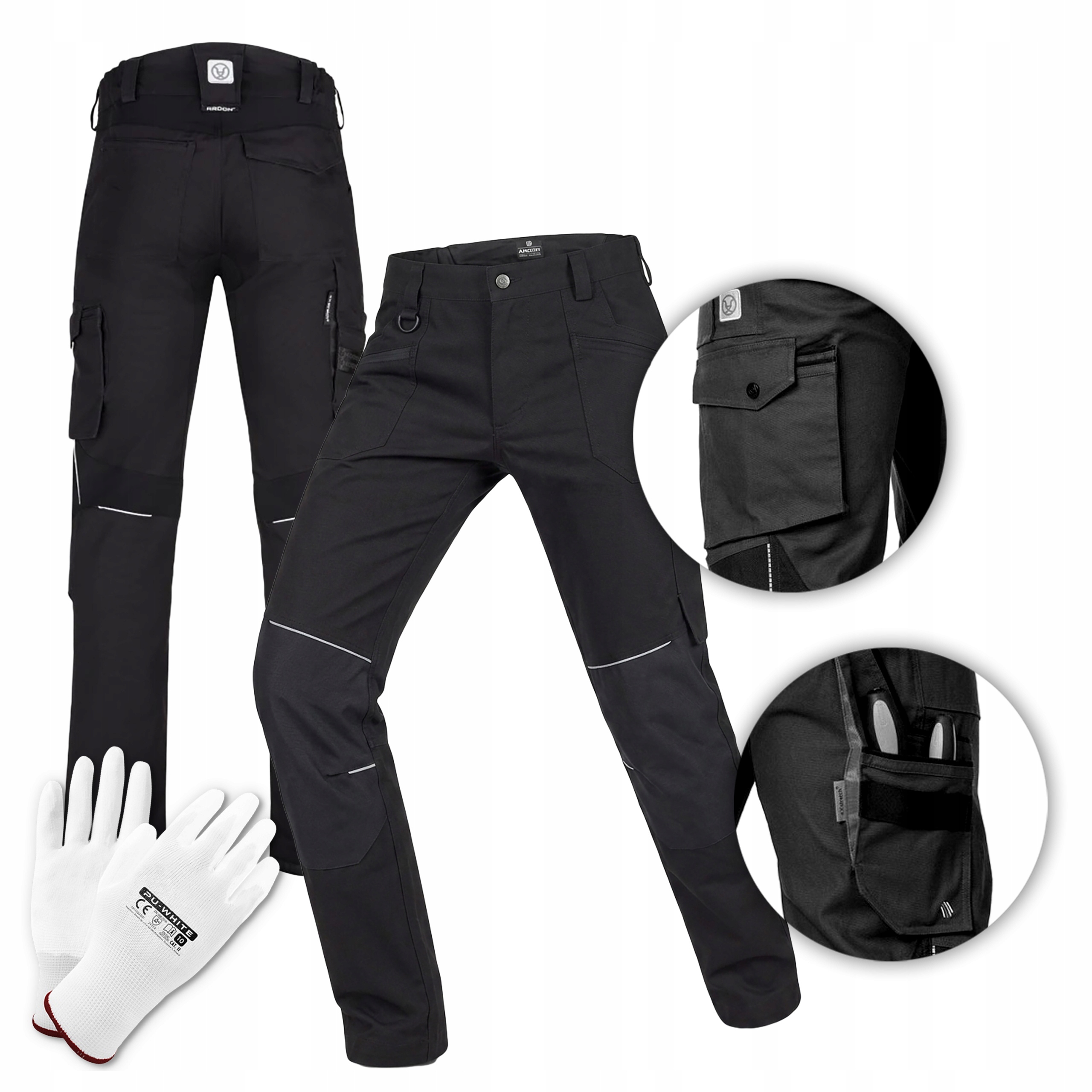 Pánské pracovní kalhoty do pasu Černé Elastické Slim Fit Ardon 4Xstretch