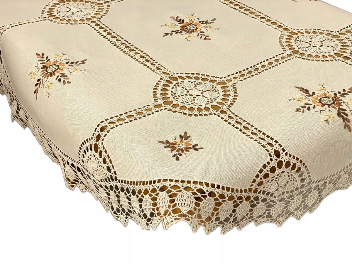 

Obrus szydełkowy 150x260 cm owalny beżowy Ribbon