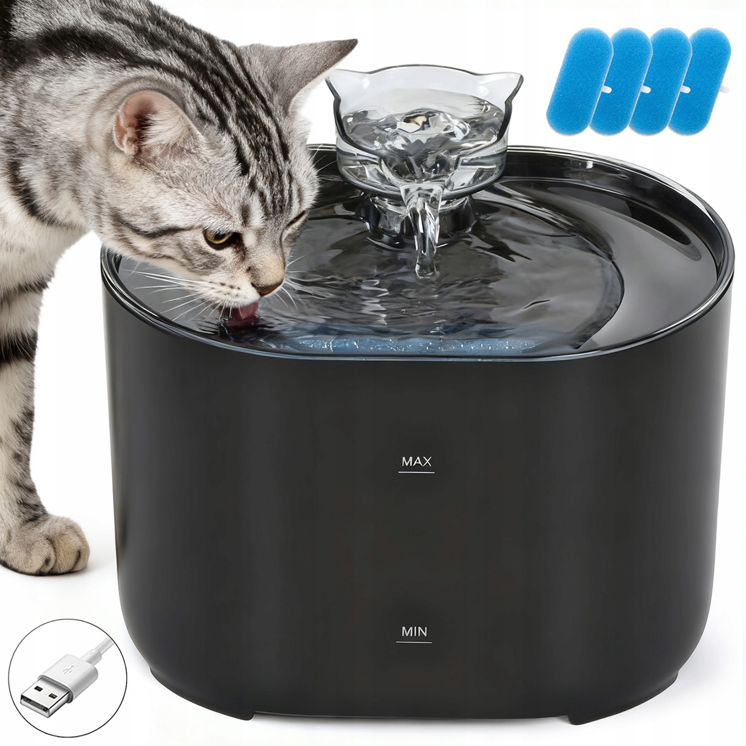 Levně Bezdrátové Krmítko Fontána Pro Kočky Psa Automatické Tiché Filtr