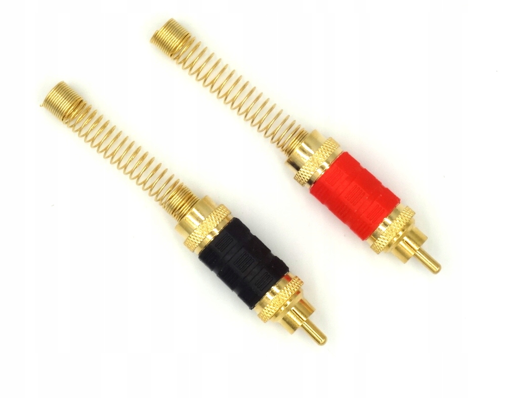 Wtyk Rca Cinch 2 sztuki czarny i czerwony ze spręzyną odgiętką