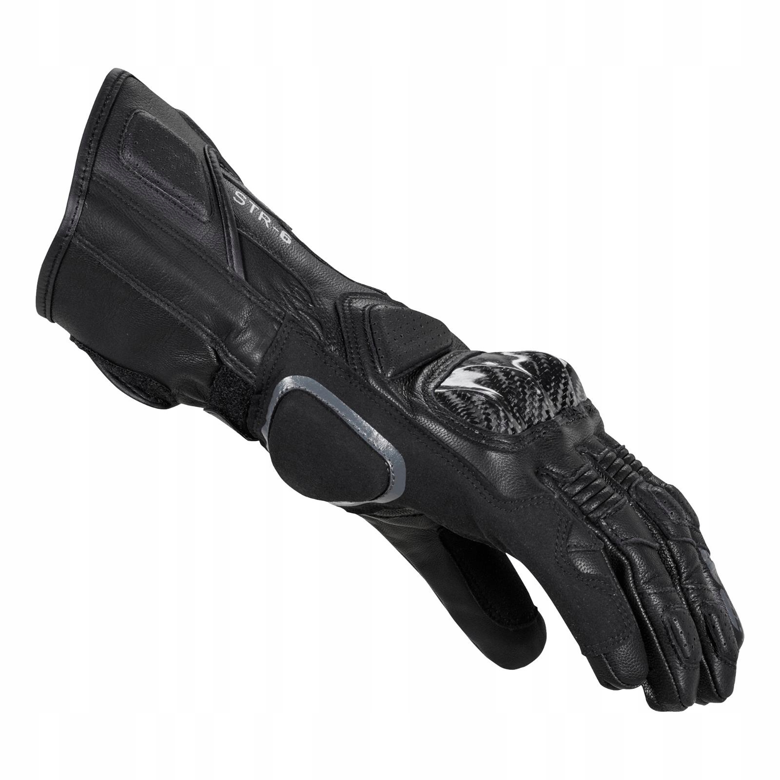 Sportowe rękawice motocyklowe SPIDI STR-6 BLACK czarny GRATISY Rozmiar L