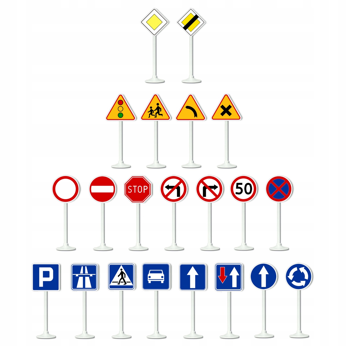 ZESTAW ZNAKI DROGOWE DO NAUKI I ZABAWY ZNAK STOP DLA DZIECI 21 SZTUK ZNAKÓW Marka Trifox