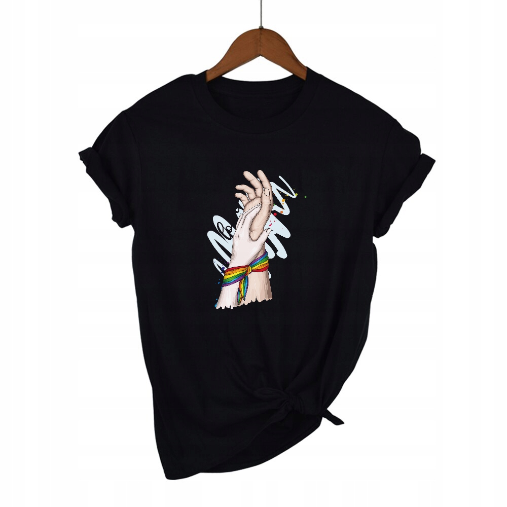 

Koszulka Damska Czarna r.L nadruk wzór Lgbt 01