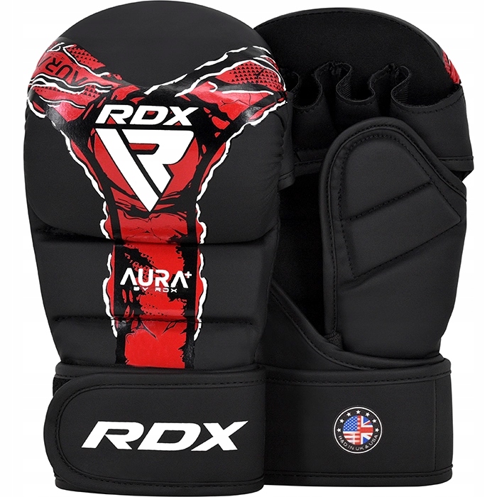 Rękawice Grapplingowe Strzelanie Nowe Aura F17 Czarno-czerwone M