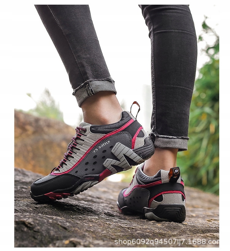 DAMSKIE BUTY TREKKINGOWE TURYSTYCZNE ODDYCHAJĄCE Materiał zewnętrzny filc