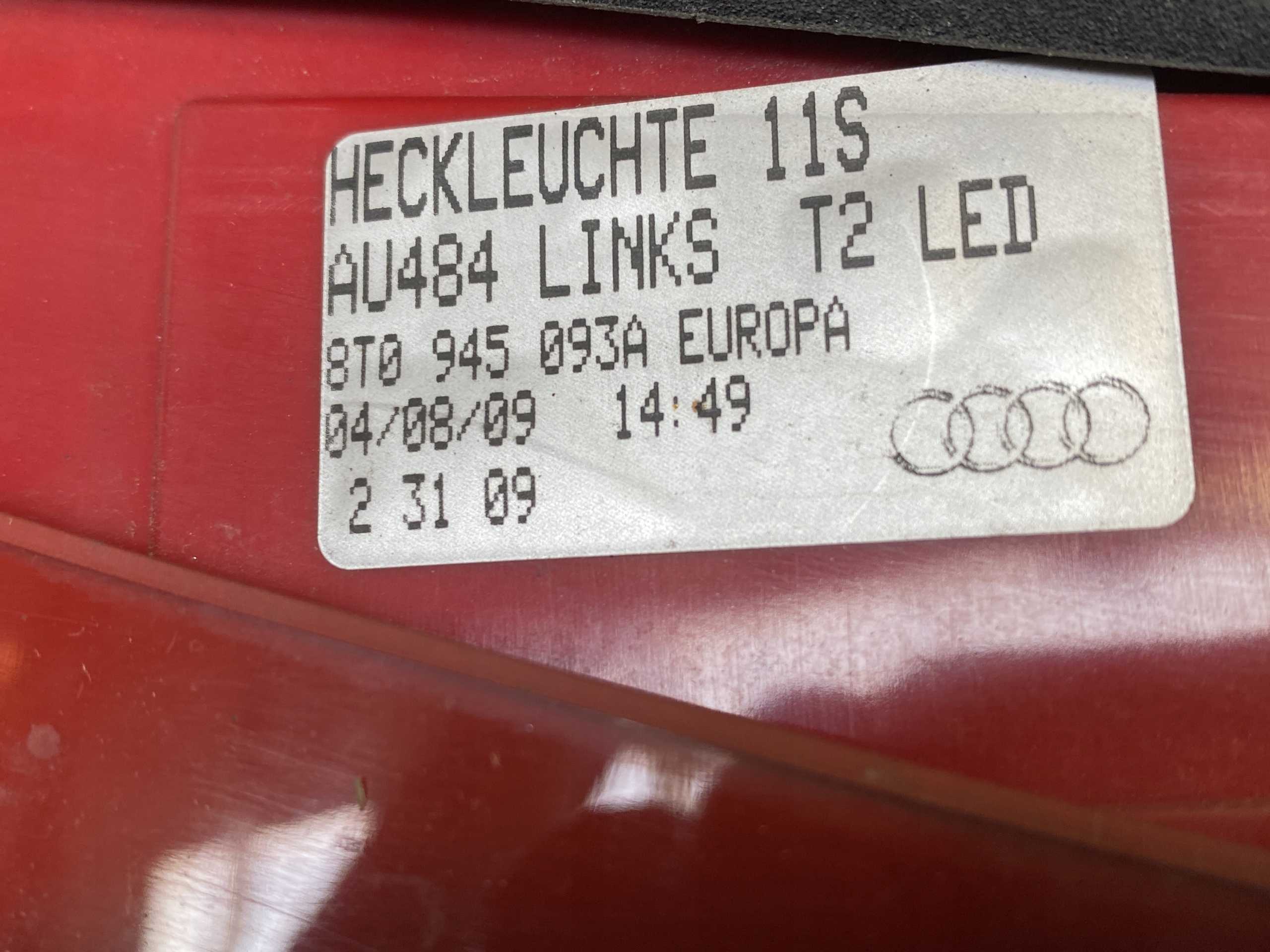 AUDI A5 8T SPORTBACK Leuchte heck LED 8T0945093A