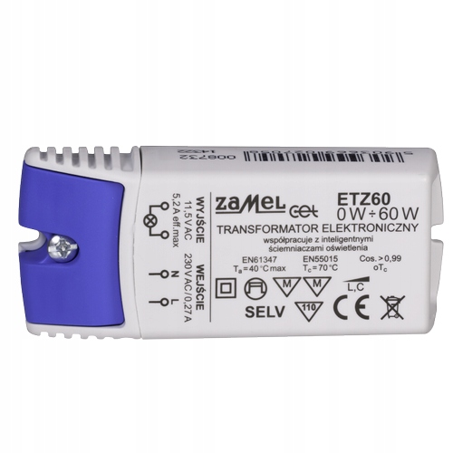 

Transformator Elektroniczny 230V 60W ETZ60 Zamel