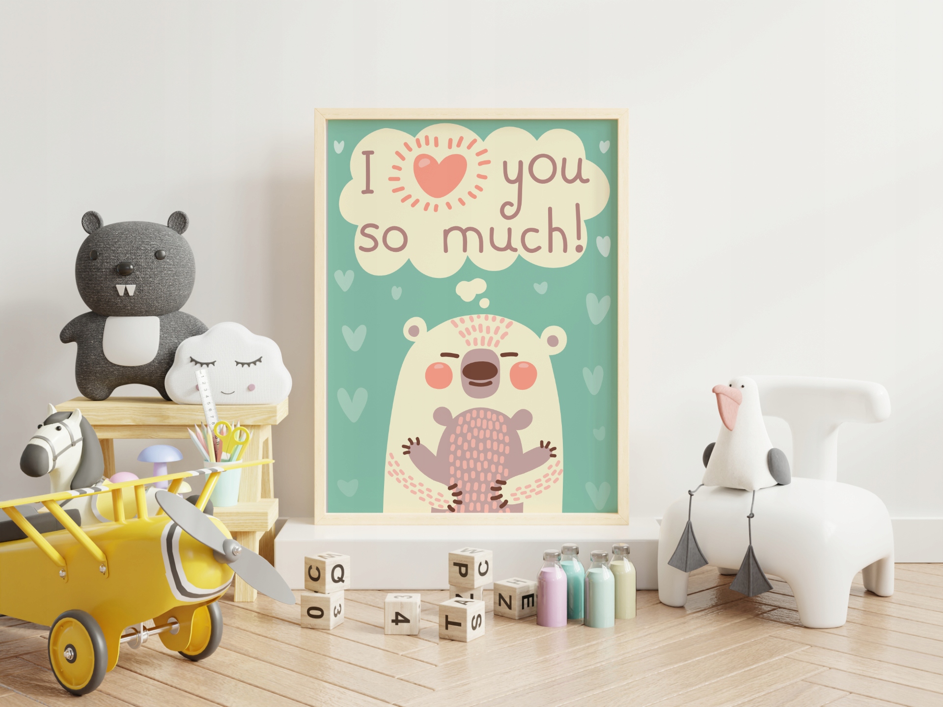 Plakat Pokój dziecka, salon, przedszkole Miś(A4) Bohater Inny