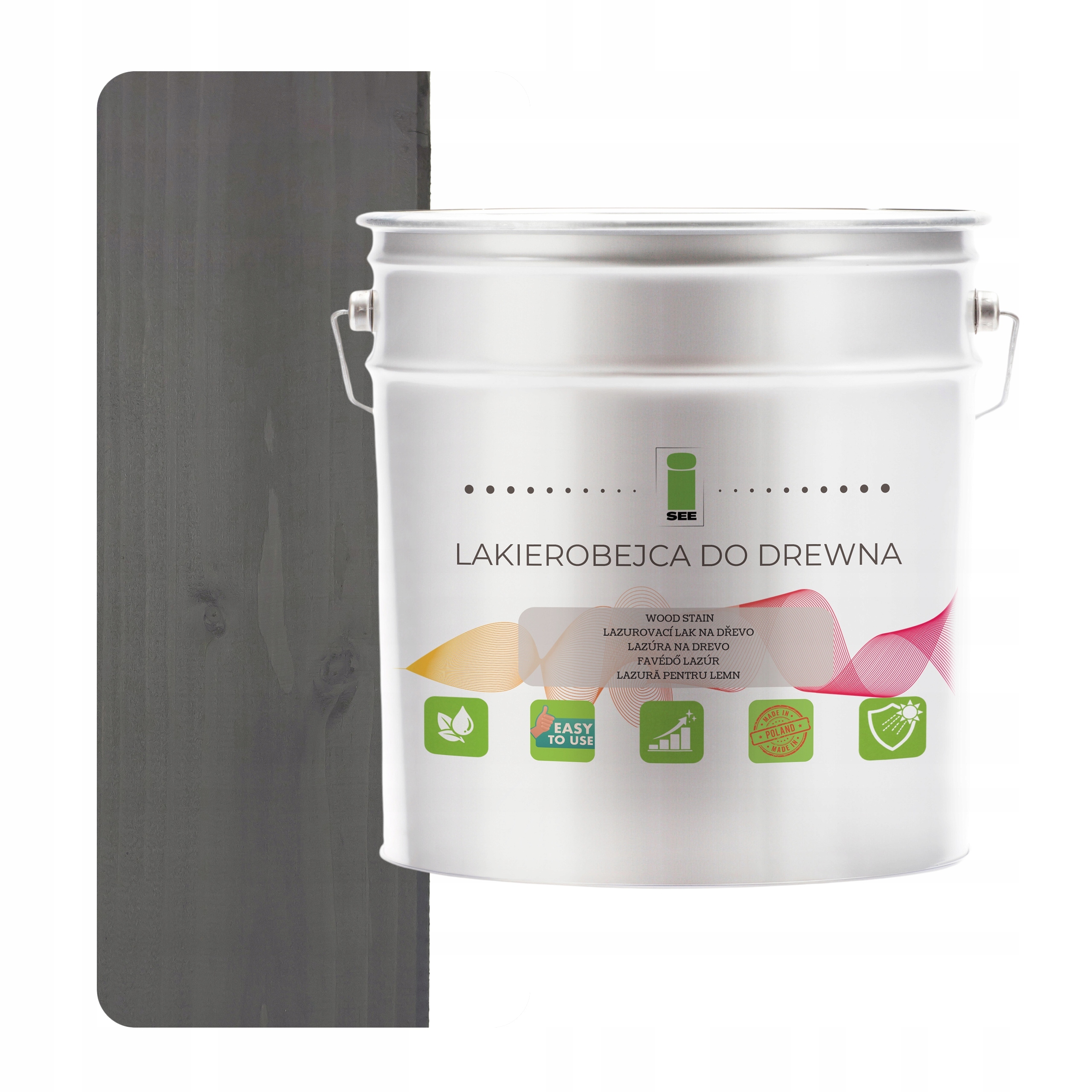 Lak na dřevo černý, hydrofobní, bez zápachu, satén 3v1 2,5L 7016