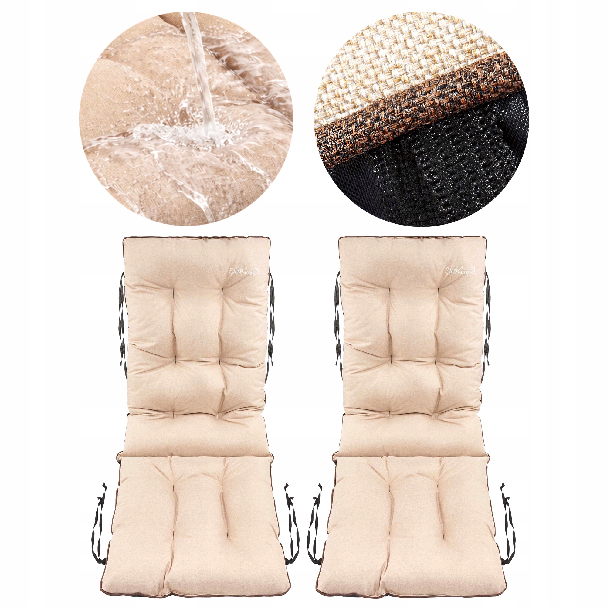 Set polštář Voděodolná na zahradní židli 48x48x75 Len Béžová 2ks
