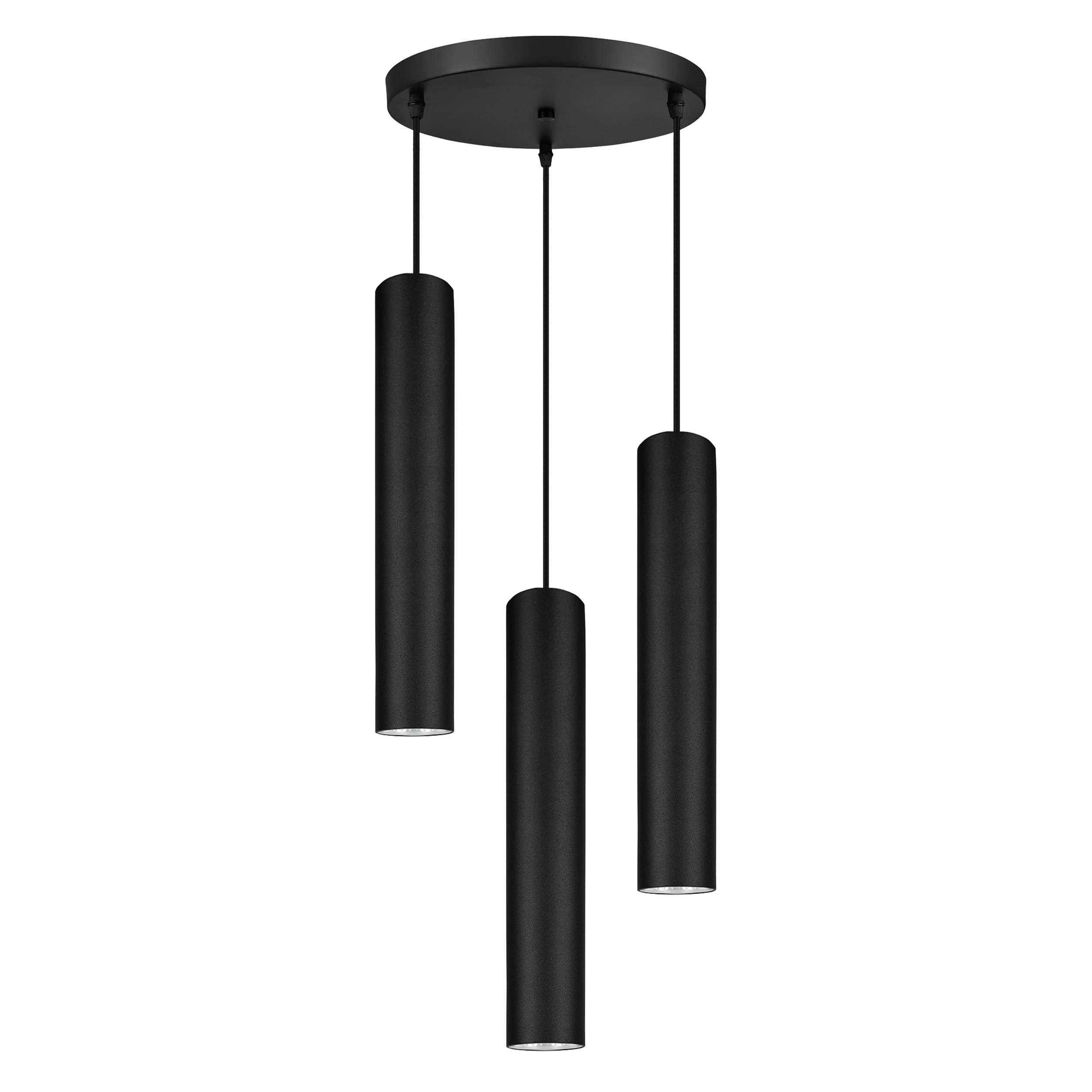 Lampa Sufitowa Wisząca Żyrandol Plafon Tuba Tuby metalowa Czarna Led GU10