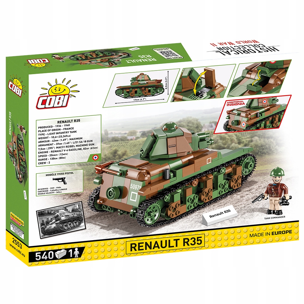 COBI WWII 2553 Francuski CZOŁG RENAULT R35 EAN (GTIN) 5902251025533