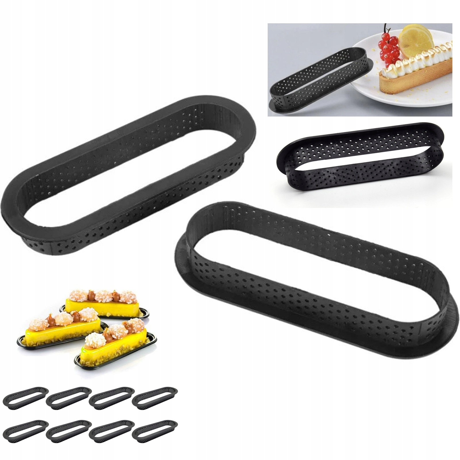 Formy na dort Karbonové Vlákno Nepřilnavé Větrací Otvory Bezpečné do Trouby 180°C Černé Oválné