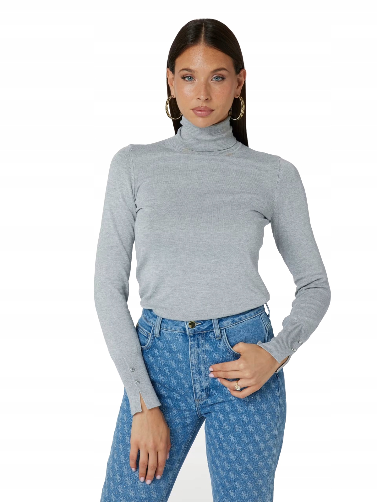 Guess Šedý Dámský Přiléhavý Svetr S Rolákem