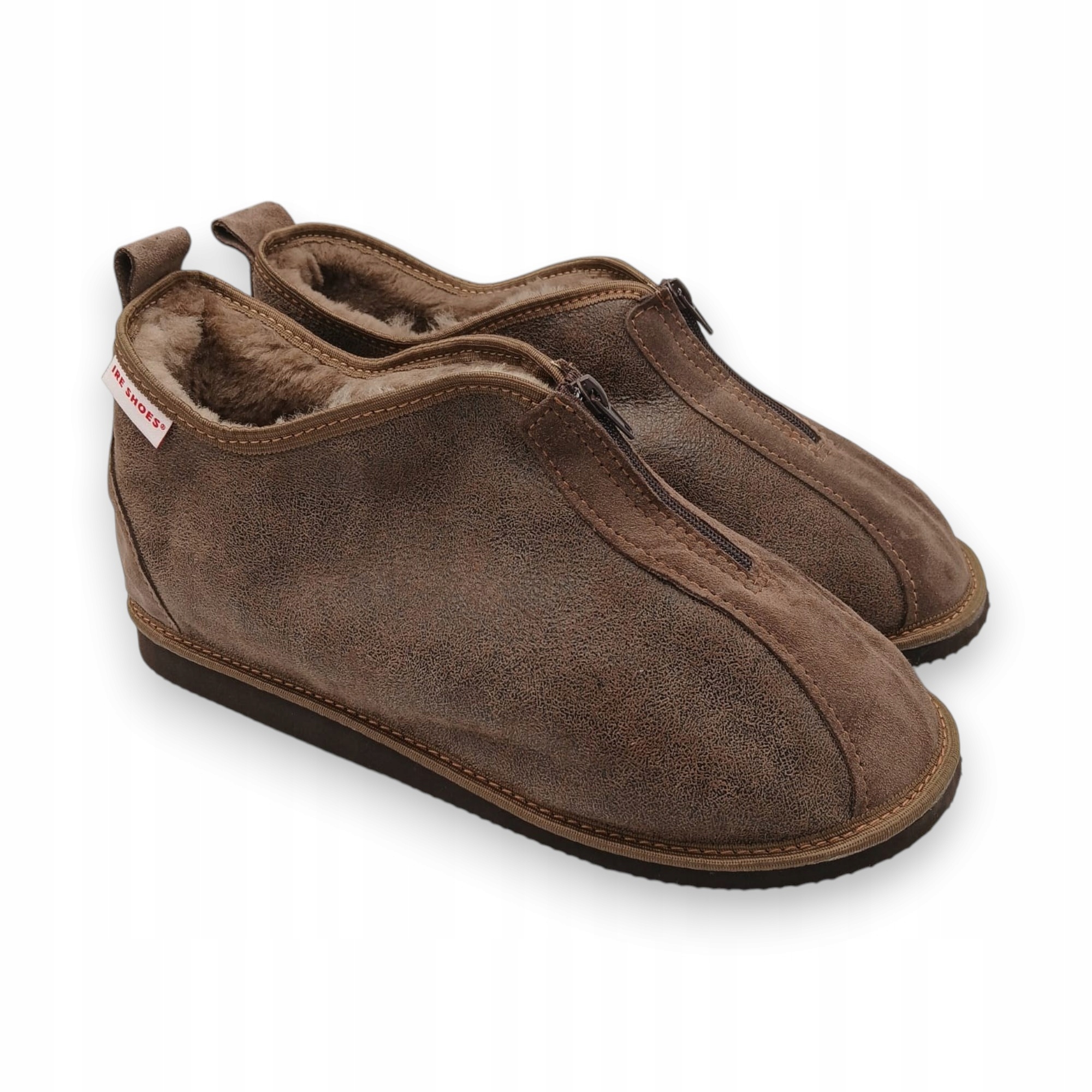 Kožené Papuče Highlander se zipem pohodlí pro oteklé nohy 42