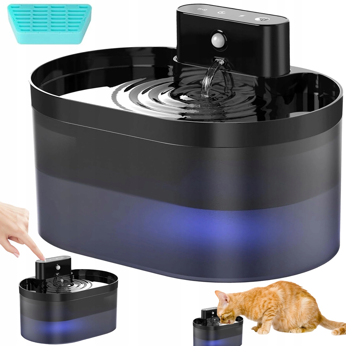 Automatické Krmítko Fontána Pro Kočky Psa 2.2L 3 Režimy Průtoku Filtr