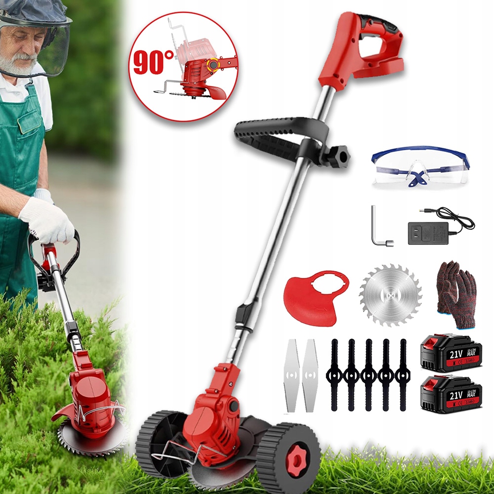 Podkaszarka Akumulatorowa Kosa Ogrodowa Wykaszarka Do Trawy 2X Aku Koła