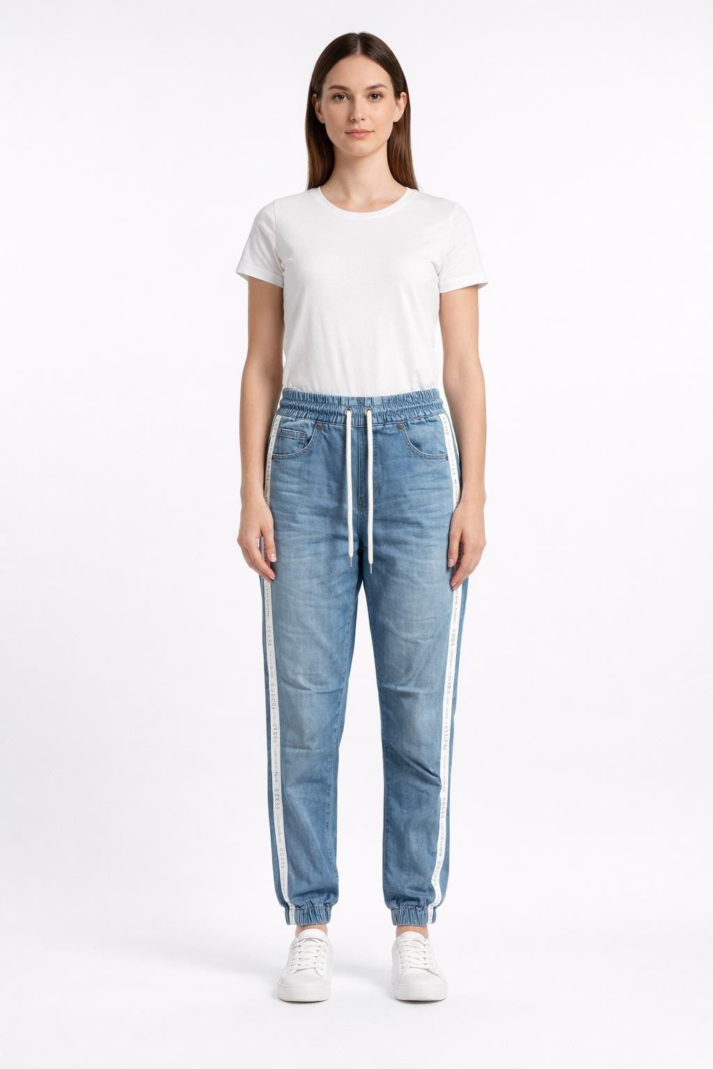 Guess Jeans Casual Modré Kalhoty S Lampasy A Stahovacími Šňůrkami 24/29 Gga