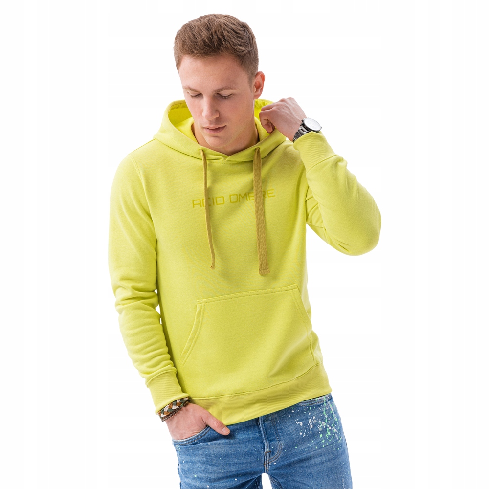 

Bluza męska z kapturem nadruk B1351 limonkowa M