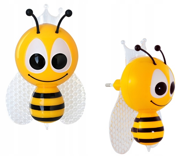 LAMPKA NOCNA WTYKOWA DO GNIAZDA DLA DZIECI PSZCZÓŁKA LED