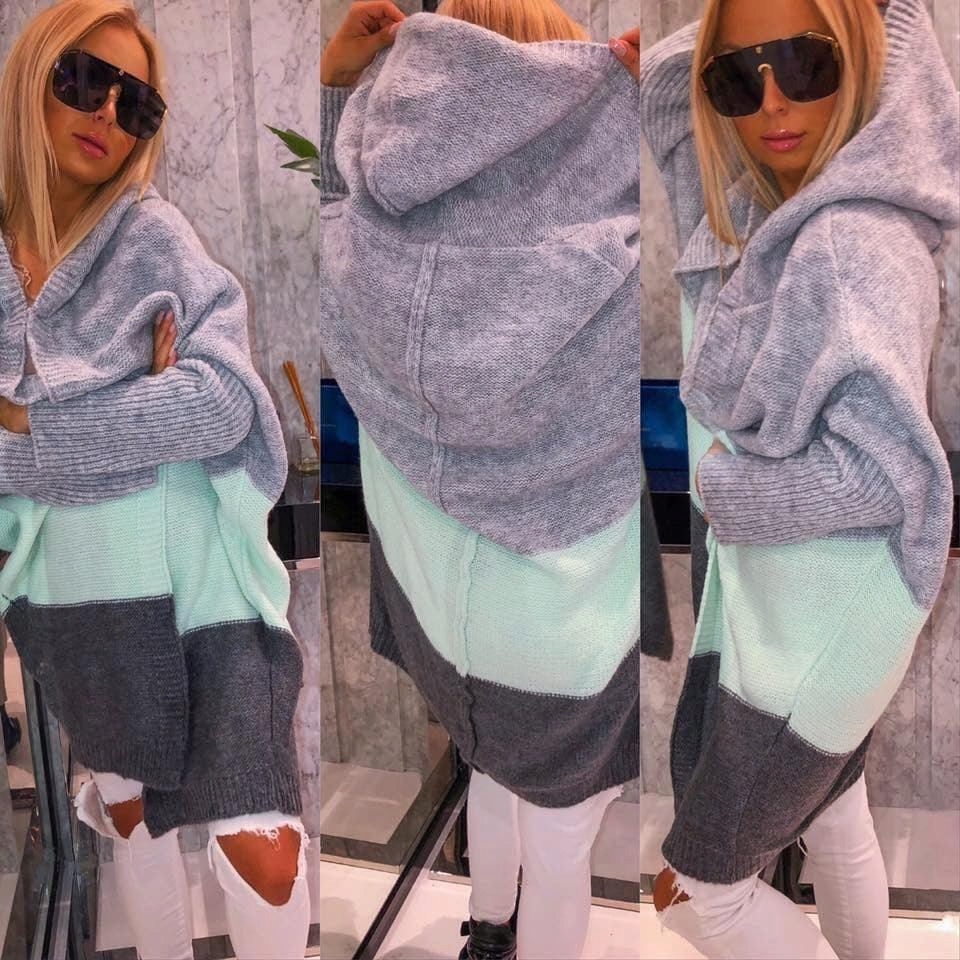 Kardigan Trio - KAPTUR HIT 2020 KOLORY MULTI S-XXL Wzór dominujący inny wzór