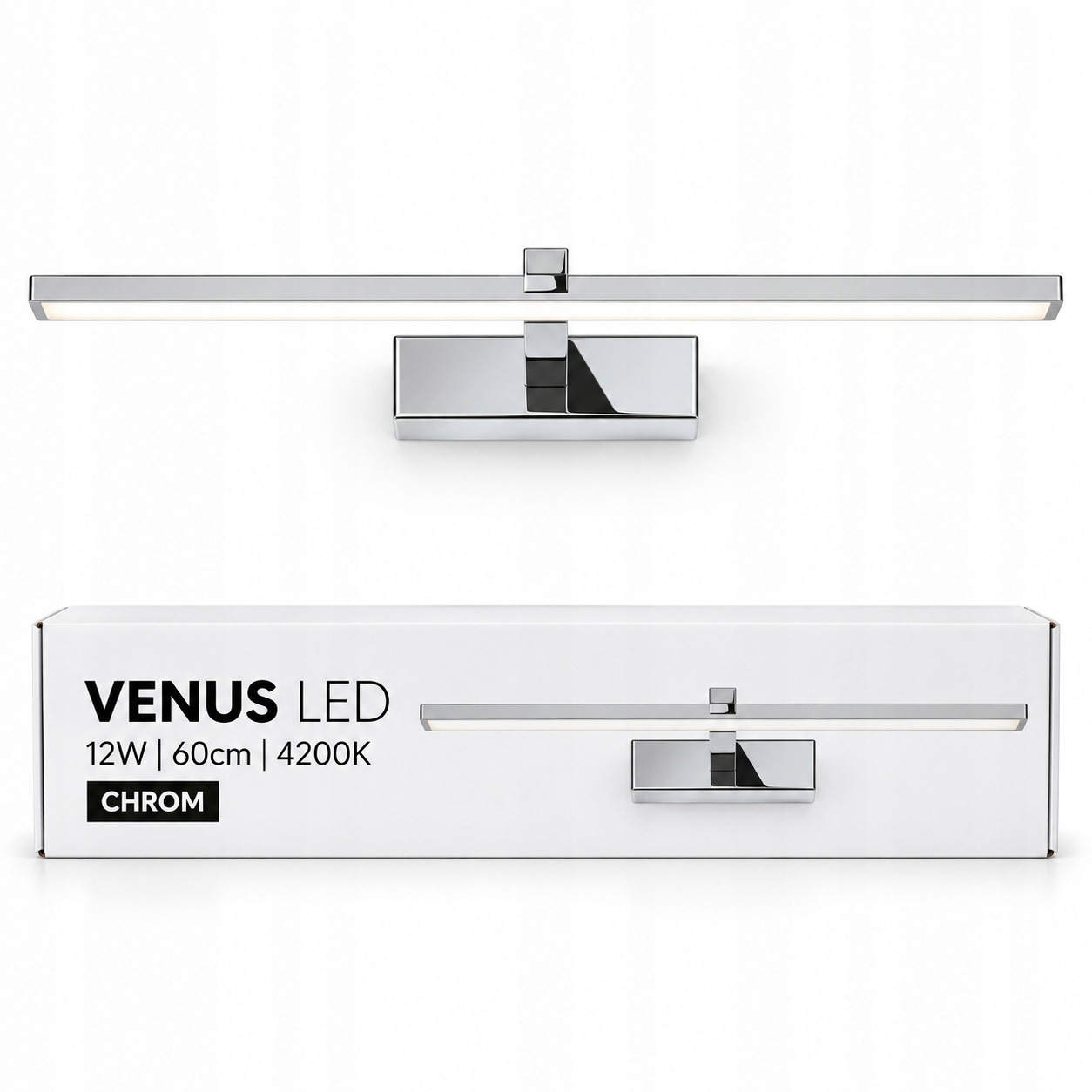 Nástěnná Led lampa Venus 12W 60 cm chromové zrcadlové osvětlení 4200K IP44
