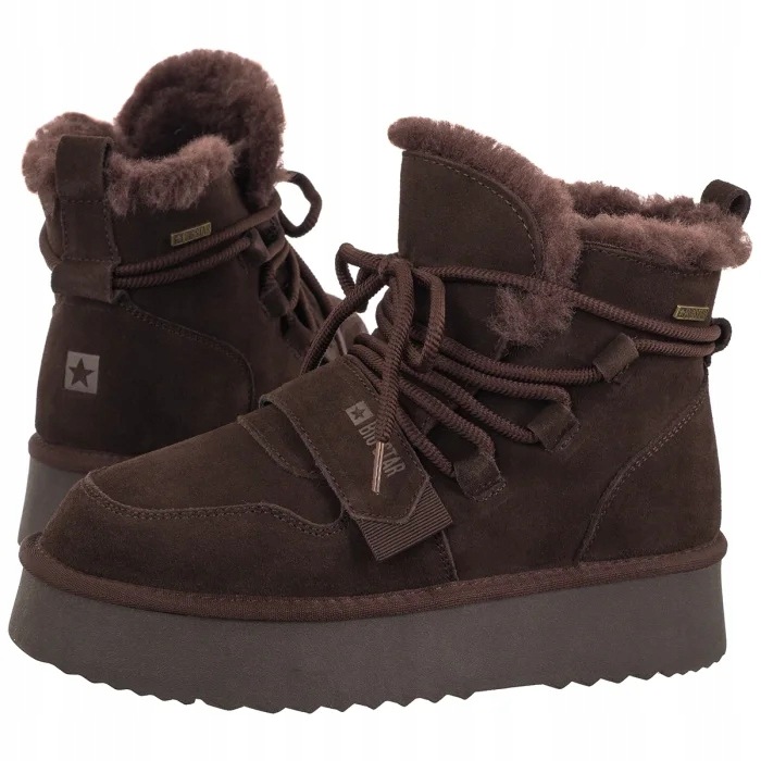 Dámské semišové boty Sněhule Big Star Hnědé UU274316 Brown