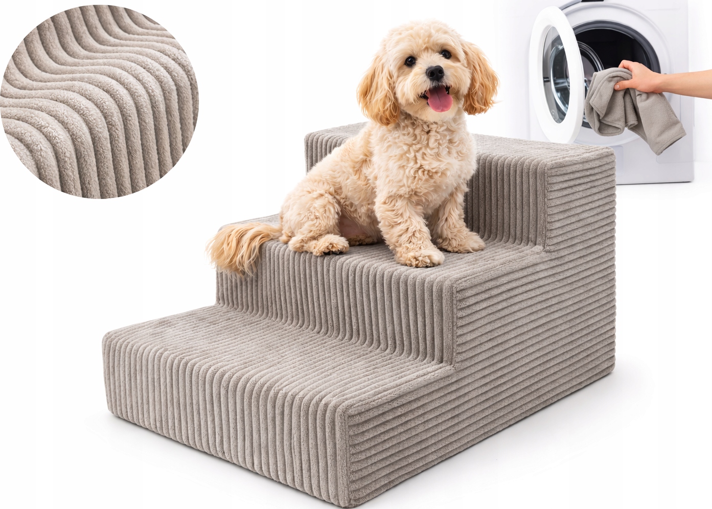 Schody Pro Psa Rampa Plošina 3 Stupně 30 cm Béžová