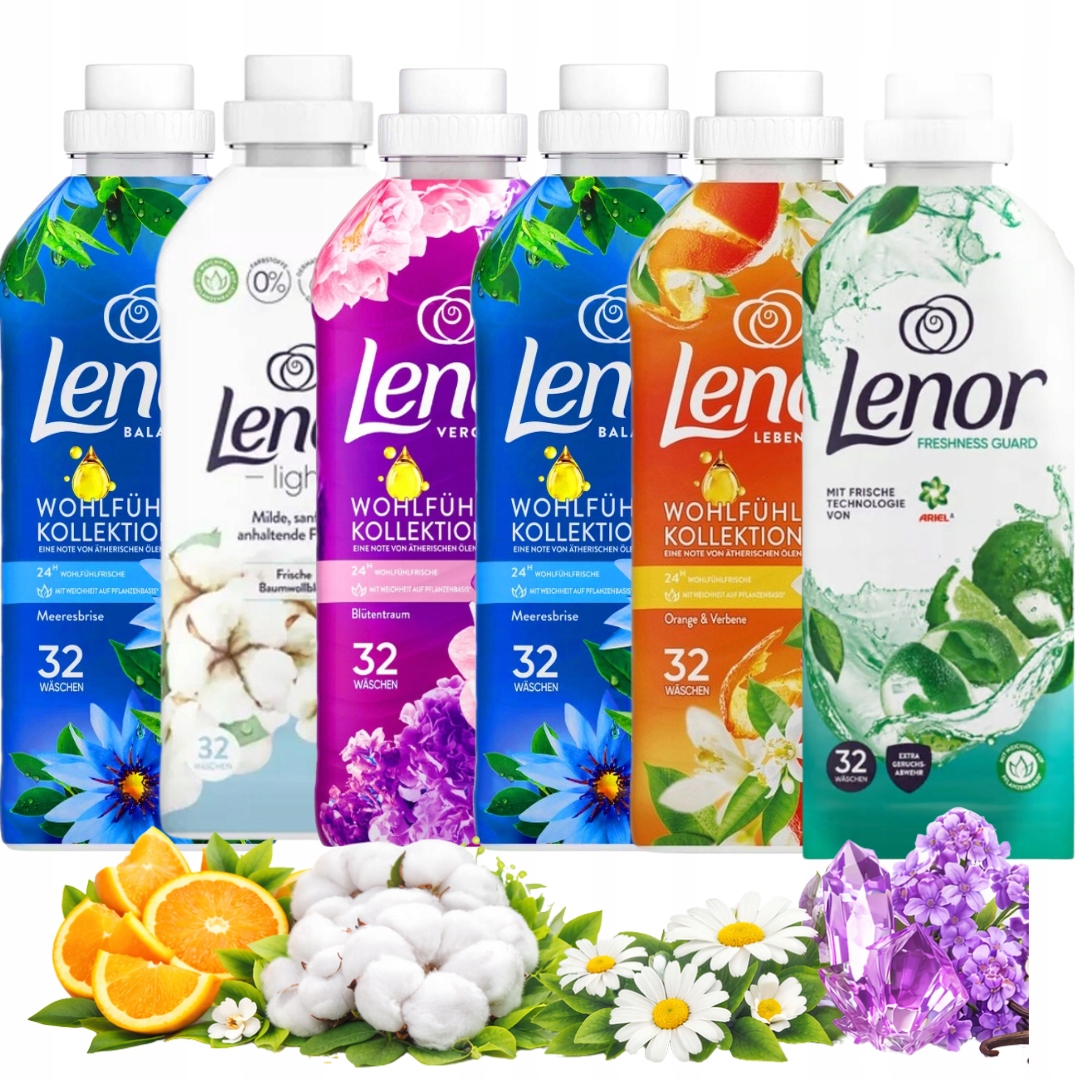 Lenor Płyny Do Płukania Tkanin Z Olejkami Eterycznymi Zestaw MIX 6x 800ml