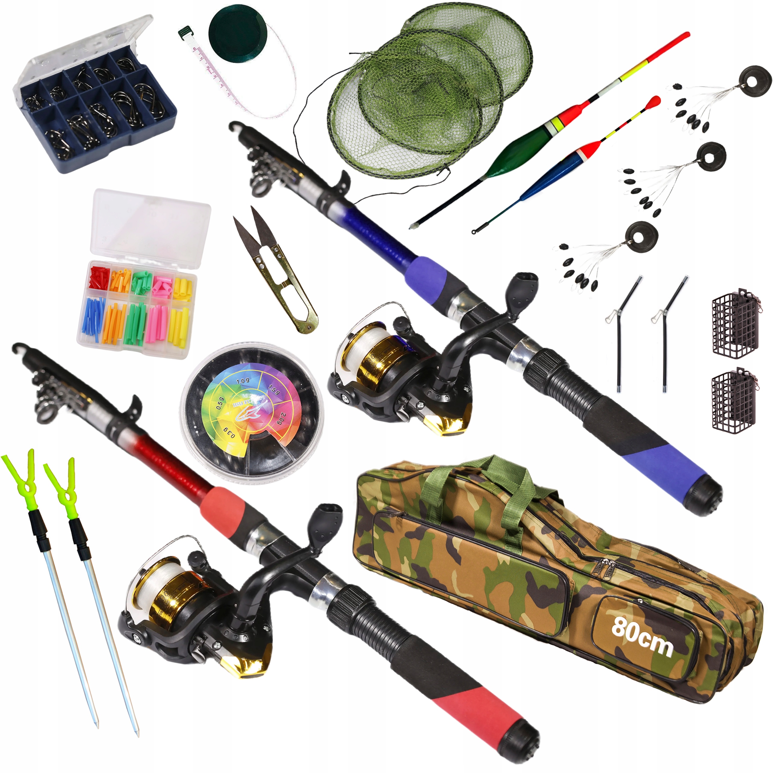 Rybářský Set 2x Prut 2x Naviják, splávek, zem SADA-W-12