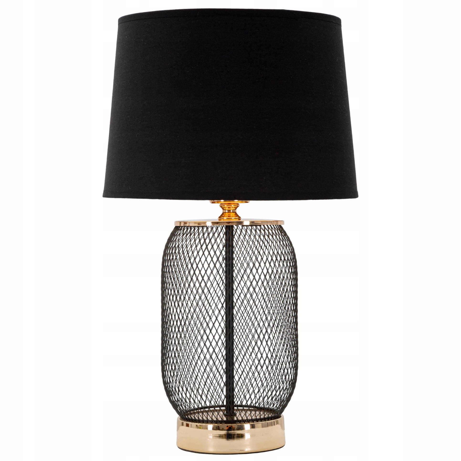 Stolová Lampa Kovová Prelamovaná čierne tienidlo zlaté doplnky do obývacej izby