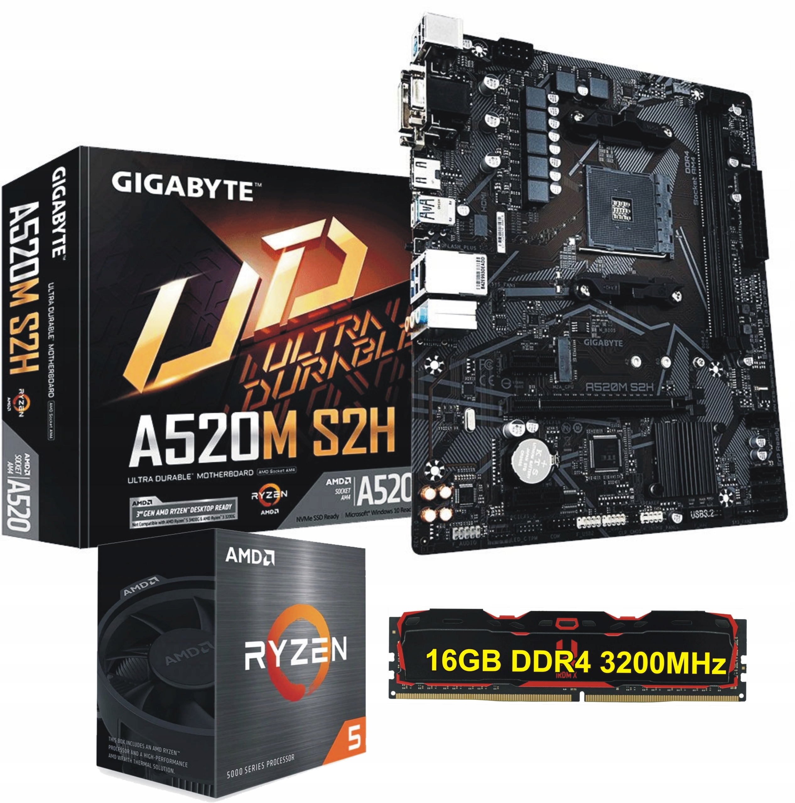 Zestaw procesor AMD Ryzen 5 5600g + płyta AM4 + 16 GB DDR4 + Radeon RX VEGA