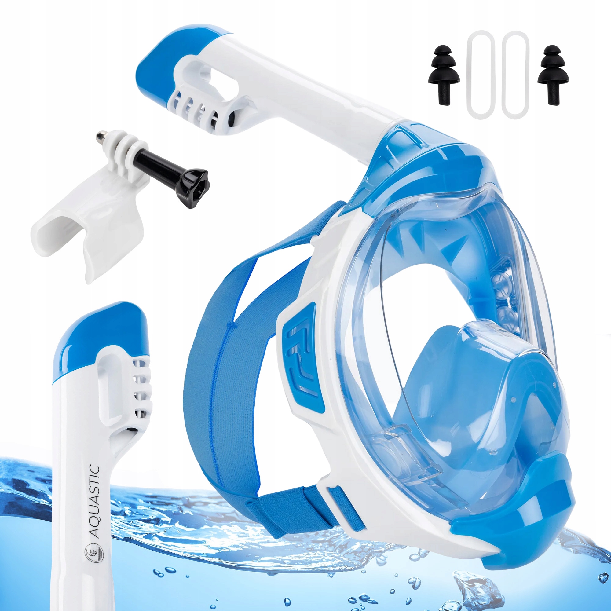 Pełnotwarzowa MASKA do nurkowania SNORKELING AQUASTIC KAI L-XL z RURKĄ
