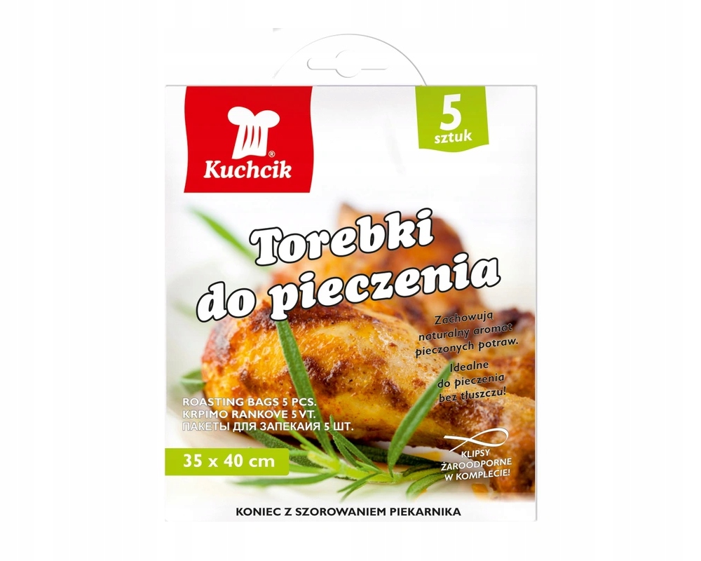 

Torebki Do Pieczenia 35x40cm z klipsem Kuchcik 5sz