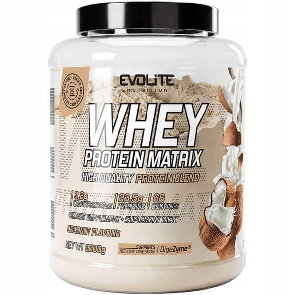 Evolite Whey Protein Matrix – bílkoviny 4 frakce enzymy 2000 g kokosové