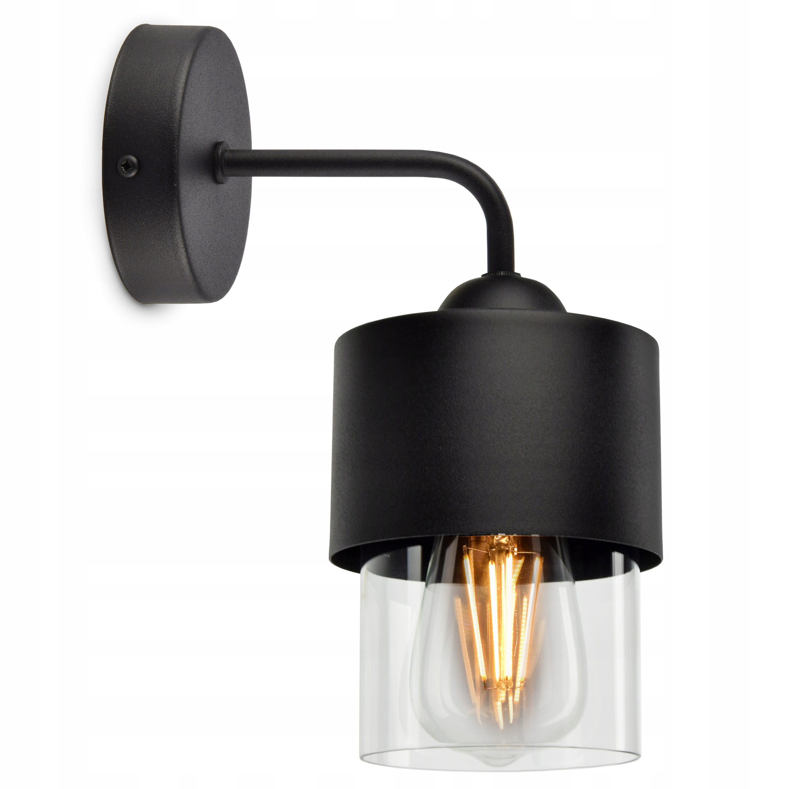 

Lampa Ścienna Kinkiet Klosz Metal Szkło Transparen