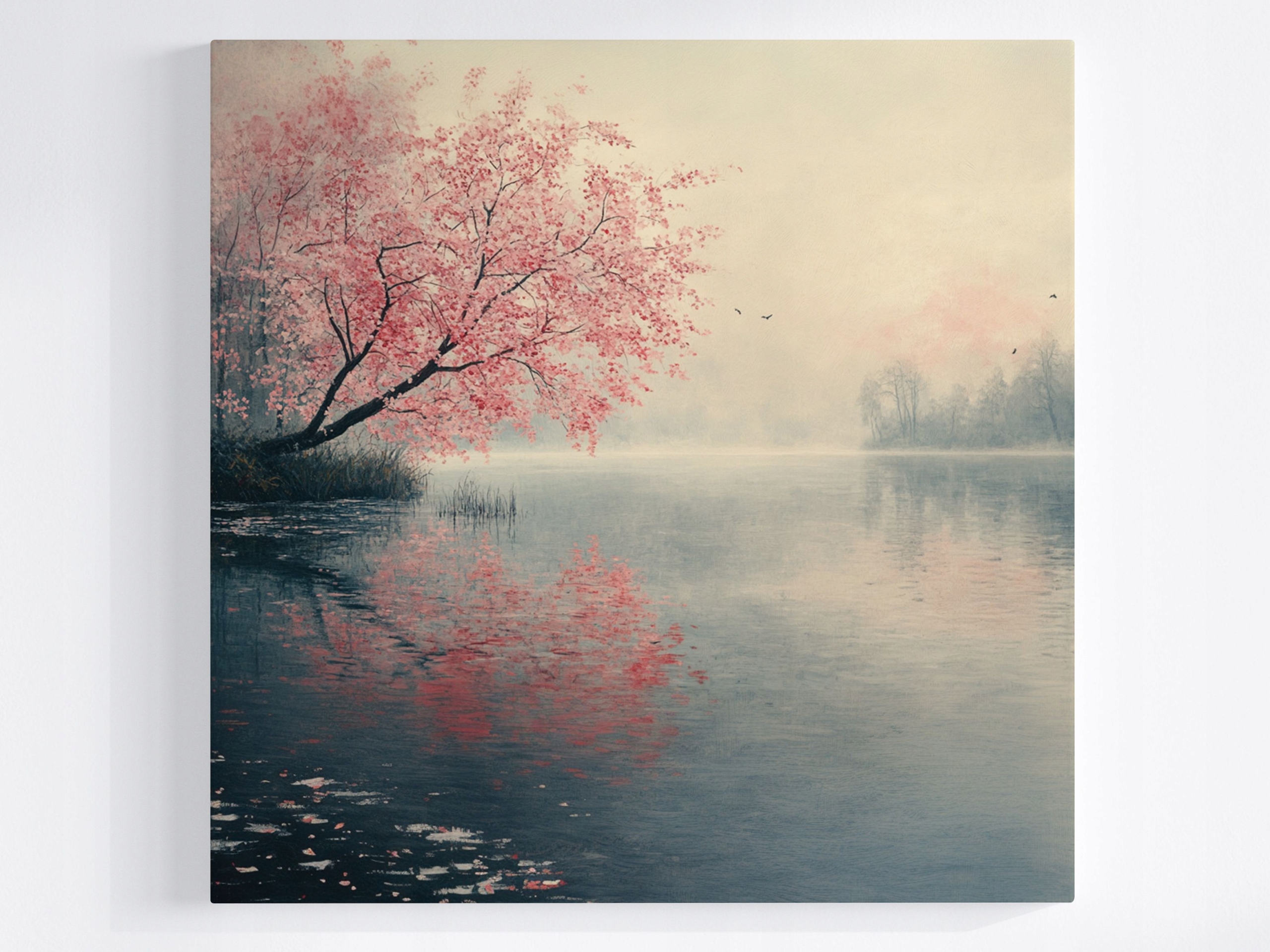 Obraz Na Plátně Canvas Krajina Voda Jezero Strom Květiny Jaro 80x80