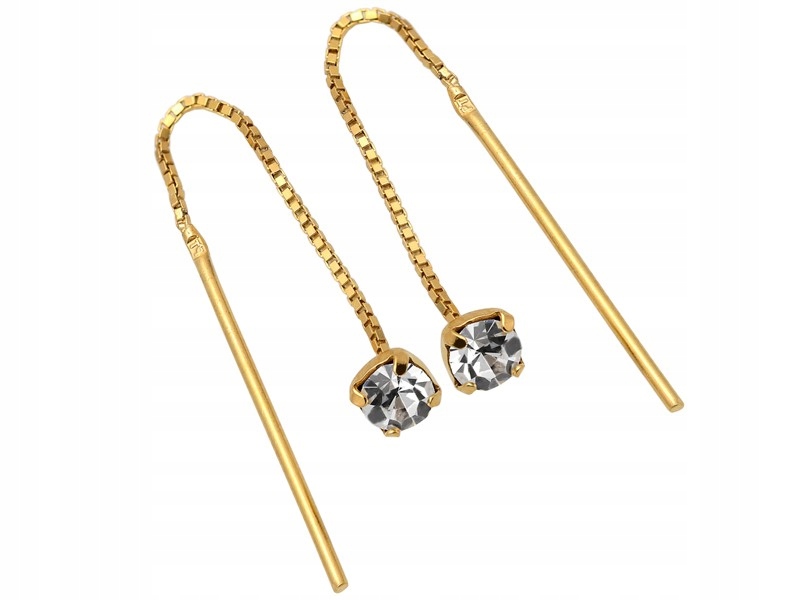 

Kolczyki Przeciągane Crystal,pozłacane SREBRO925