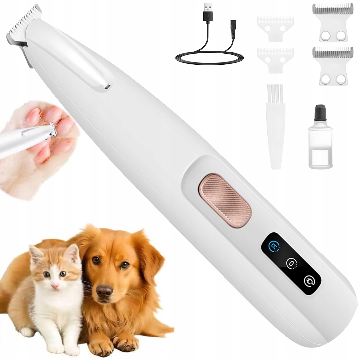Levně Zastřihovač psích tlapek s Led osvětlením, plně vodotěsný, zastřihovač srsti
