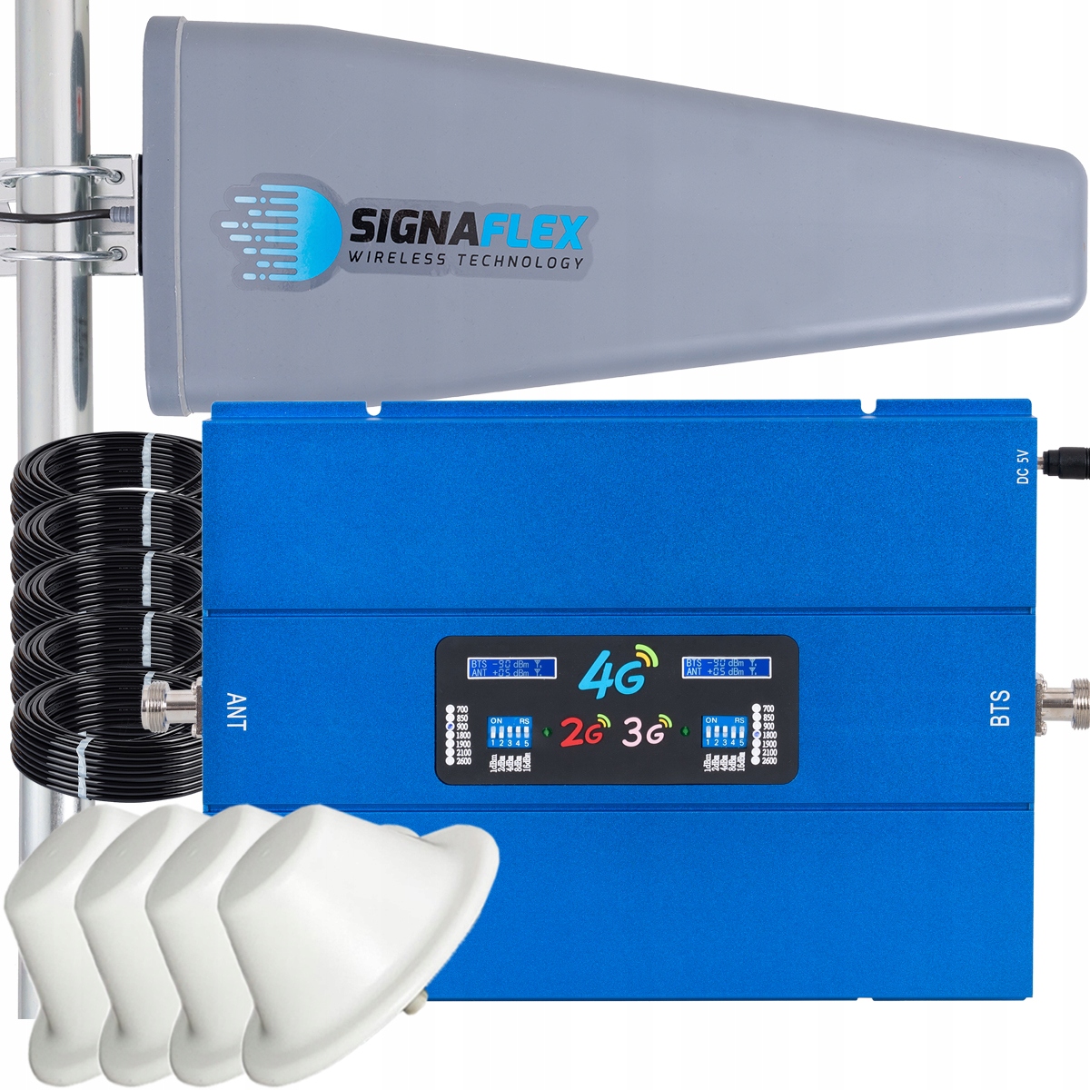 Sada zesilovače EGSM/4G Blue C10 T2 23dBi 10 m 4x houba