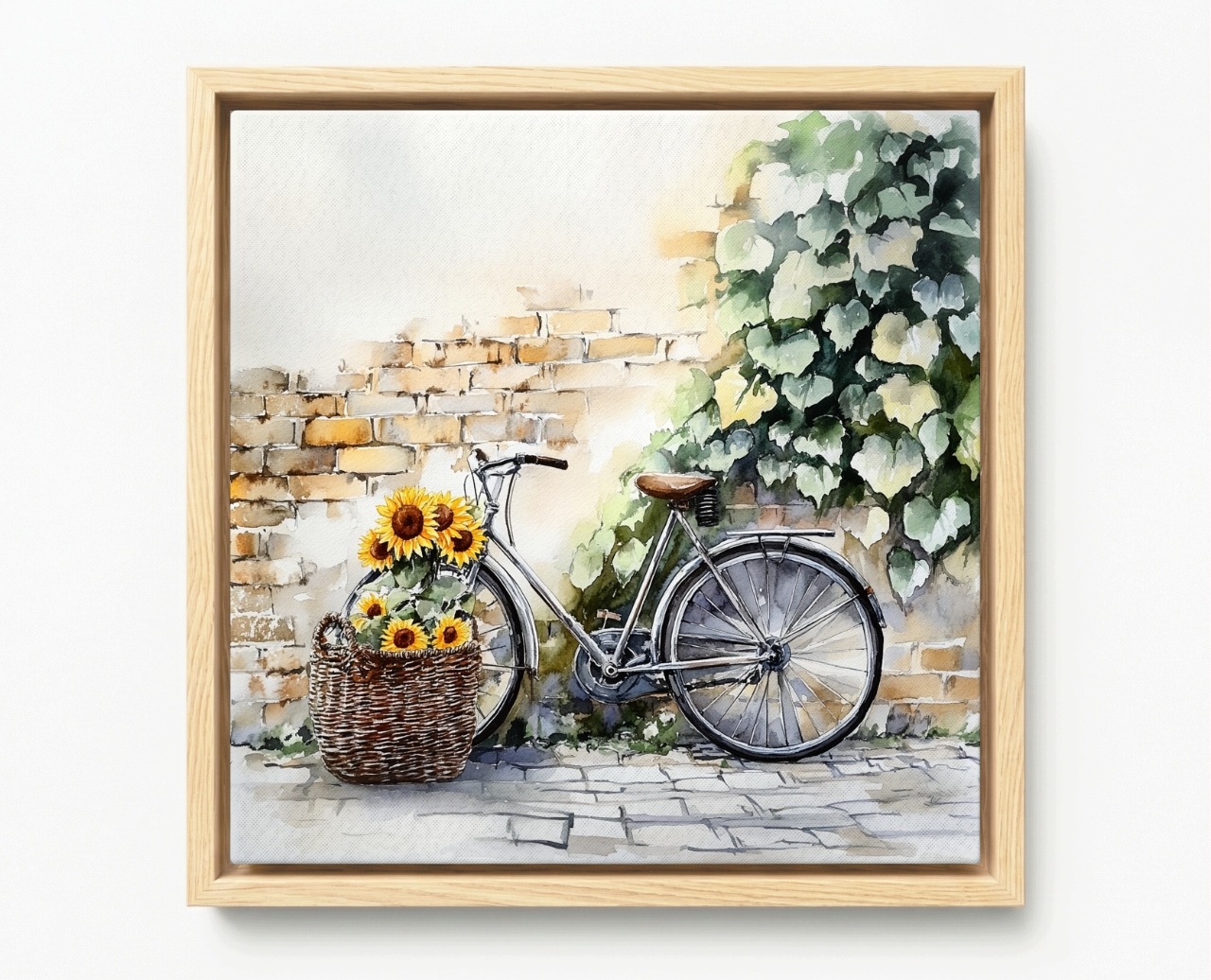 Obraz Rám Americký Box Staré Kolo Květiny Slunečnice Zeď Vintage 80x80