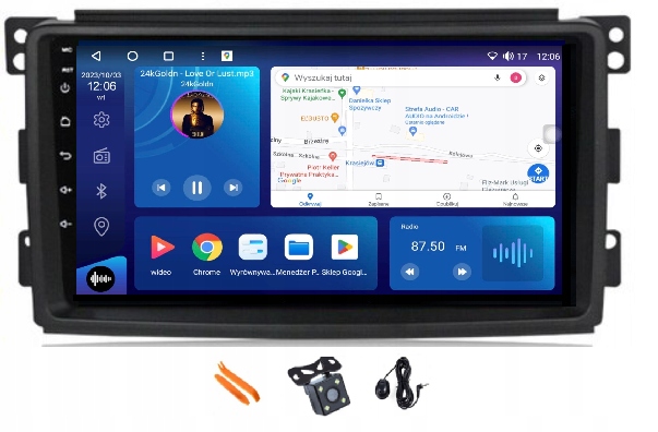 Rádio Android Navigácia Qled 2K Carplay 128GB Lte Gps Smart Fortwo 2 07-14