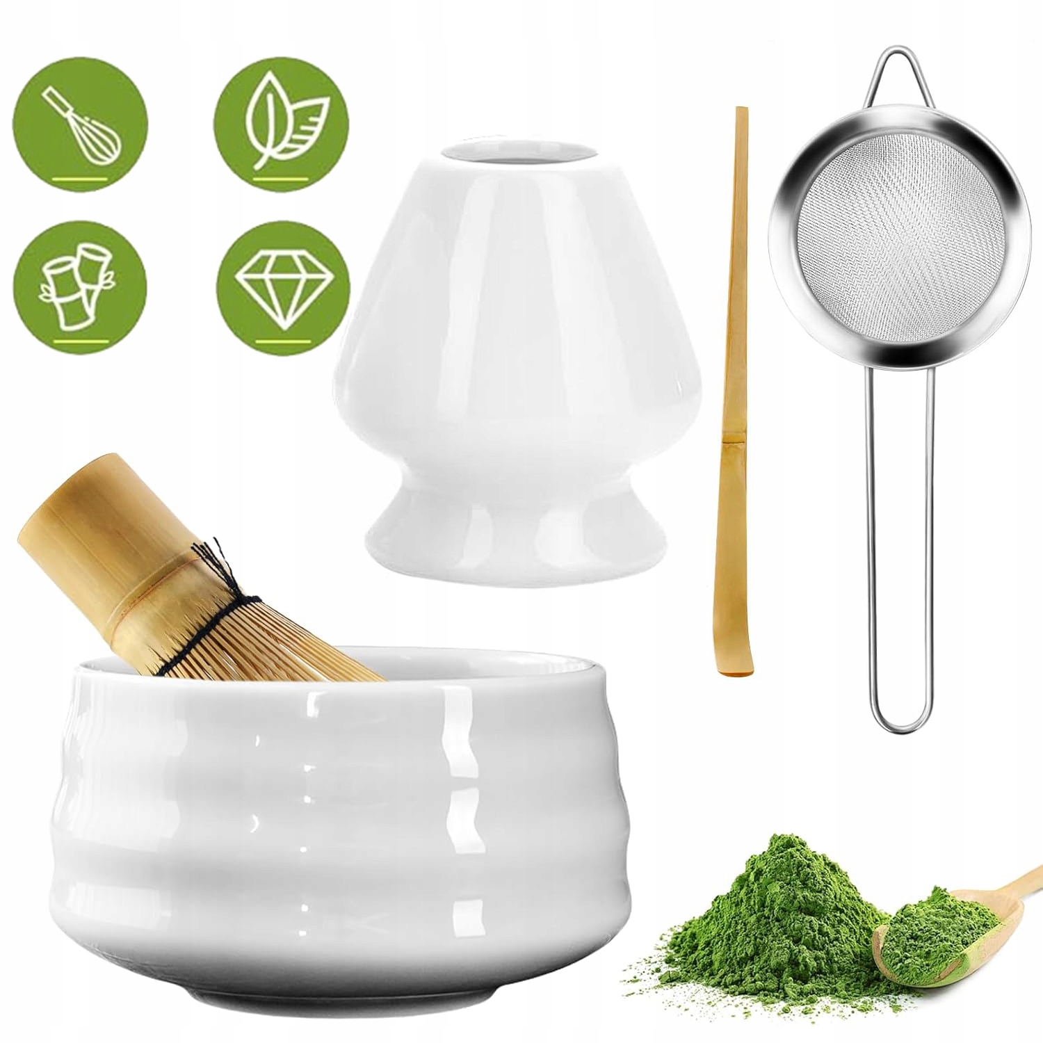 5DÍLNÁ Japonská Sada Na Čaj Matcha, Miska Na Matchu Na Prášek